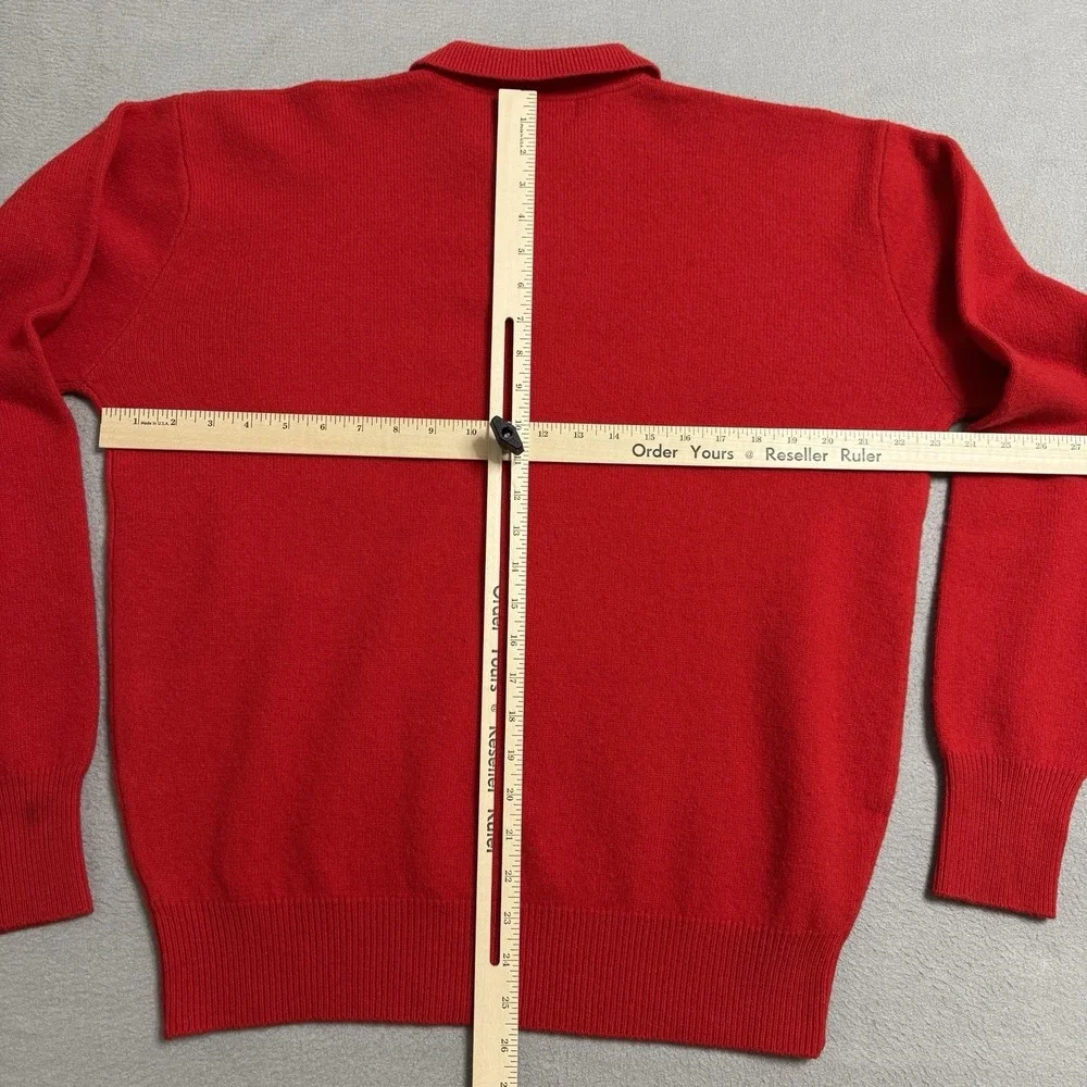 Vintage Polo Ralph Lauren Sweater Mens Large Red‎ Lambswool Collared Preppy
